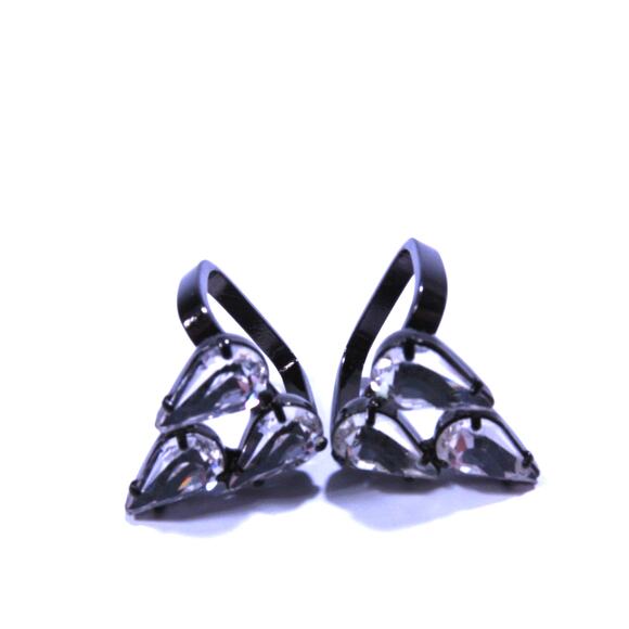 Joomi Lim Cascading Teardrop  Gunmetal Swarovski Crystal Ring Set NWOT 145 - Picture 4 of 4